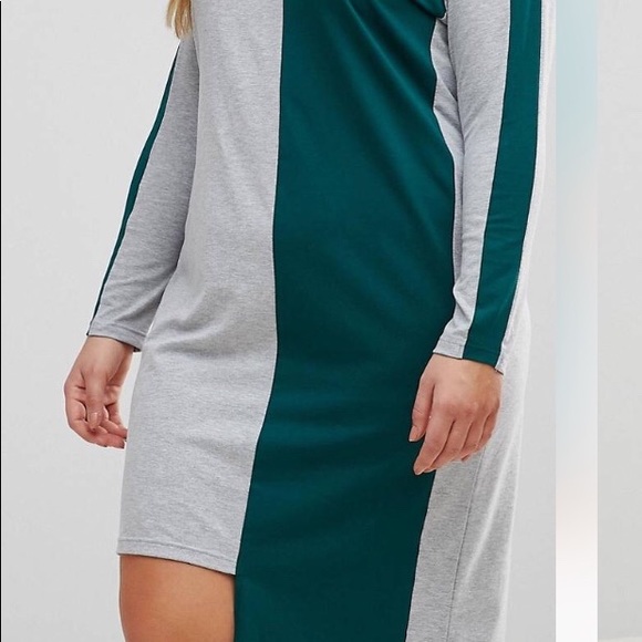 ASOS CURVE Color Block Asymmetrical Shirt Dress - Picture 5 of 5
